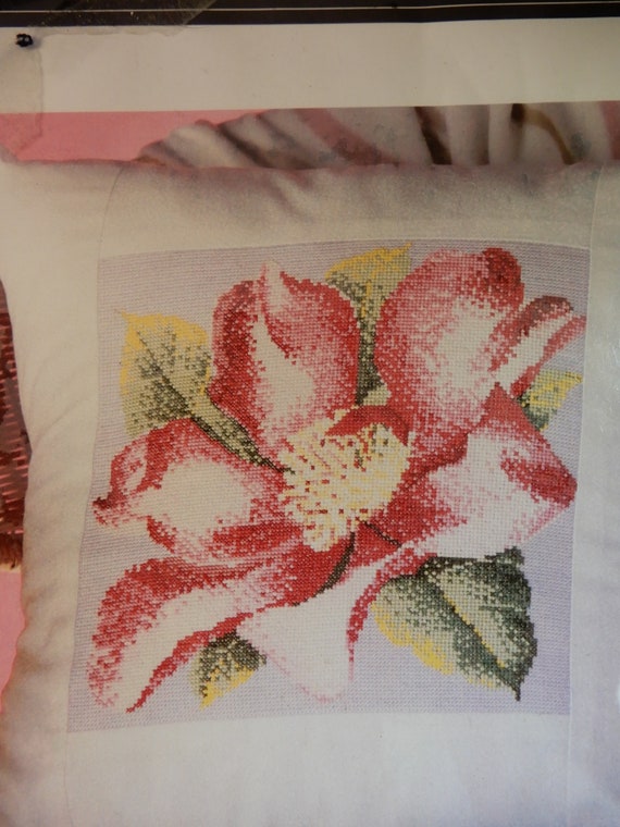 Ehrman Cross Stitch Kit Camellia 14 Count White Aida Anchor