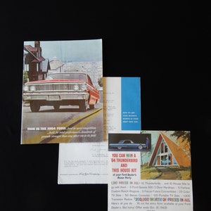 Ford 1963 - &#39;64 lot, This is the 1964 Ford, 12 page brochure, one page 1964 test drive marketing letter, one page 1963 prize contest flyer