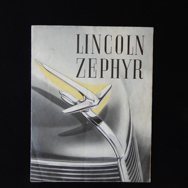 Lincoln Zephyr brochure circa 1936, 8.5" X 11"  fold out, fair condition, 12 cylinder, aerodynamic 1930's automobile, Lincoln Motor Company