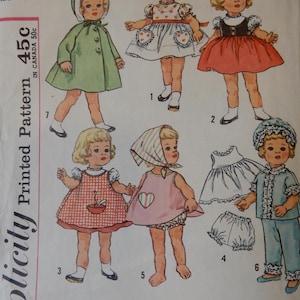 20 1/2&quot; tall Chatty Cathy wardrobe sewing pattern, cut, missing transfer for soup bowl applique, otherwise complete, circa 1960&#39;s, retro