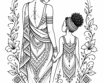 Mother Daughter tattoo or coloring