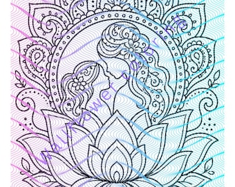 Mother Daughter Mandala Tattoo Design – Line Art Stencil (Digital Download)