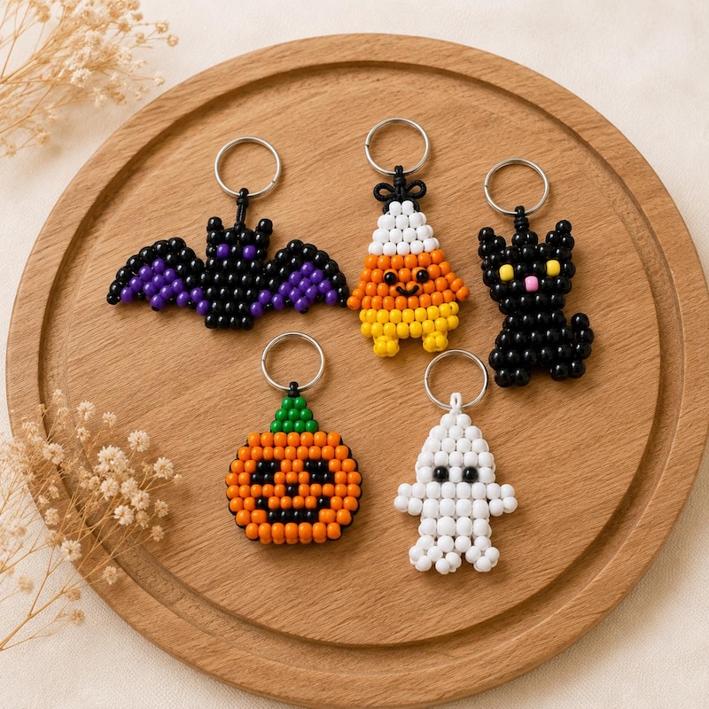 Cat Keychains With Beads - Etsy