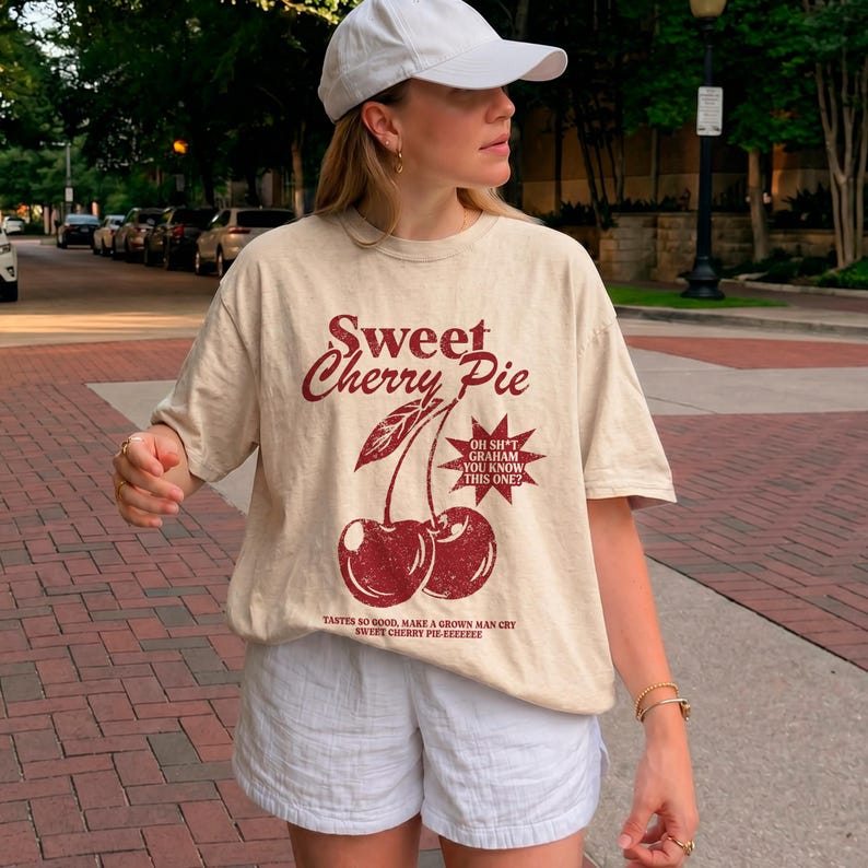 Sweet Cherry Pie Off Campus Tshirt, Series Merch T-Shirt, Oh Sh*t Graham shirt, Retro Graphic Tee Natural