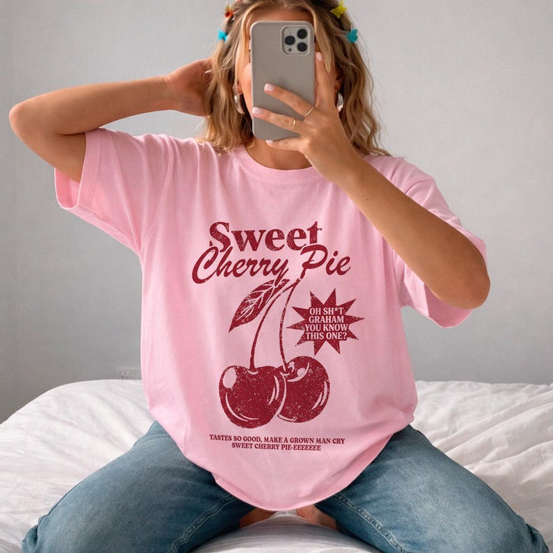 Sweet Cherry Pie Off Campus Tshirt, Series Merch T-Shirt, Oh Sh*t Graham shirt, Retro Graphic Tee Pink