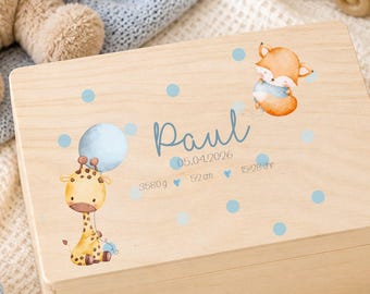 Personalisierte Baby Erinnerungskiste mit Name, Geschenk zur Geburt, Taufe Geschenk Holz, Erinnerungsbox Baby, Mädchen Junge, Memorybox