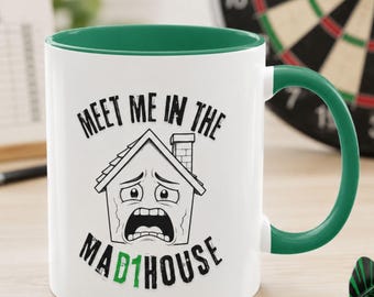 Madhouse Darts Tasse | Lustige Kaffeetasse für Dartspieler und Dartfans | Geschenk Darts | Kaffeetasse Darts