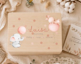 Personalisierte Baby Erinnerungskiste mit Name, Geschenk zur Geburt, Taufe Geschenk Holz, Erinnerungsbox Baby, Mädchen Junge, Memorybox