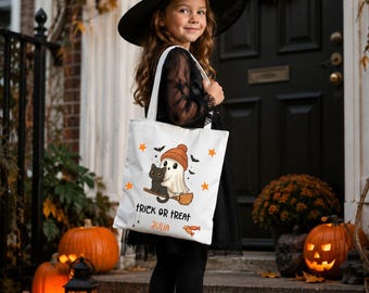 Halloween Tasche personalisiert | Trick or Treat Kindertasche mit Name | Halloween Kids Geschenk | Geschenktasche Kind