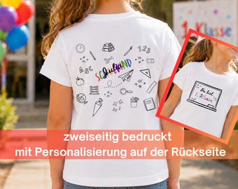 Schulkind 2026 T-Shirt personalisiert | Einschulung Shirt mit Name | Geschenk zum ersten Schultag | Doodle Schulkind T-Shirt