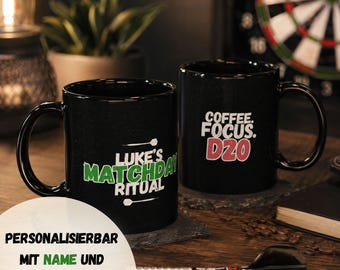 Personalisierte Darts Tasse | Matchday Ritual mit Name und Wunsch-Doppel | Geschenk für Dartspieler