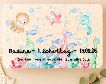Personalisierte Geschenkbox zum 1. Schultag mit Name, Geldgeschenk Einschulung, Schulstart Geschenk, Geschenkkiste Schulanfang