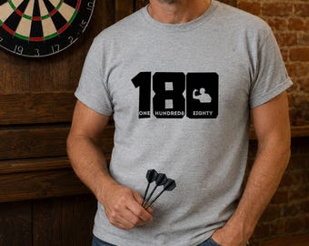 Darts T-Shirt | Minimalistisches 180 One Hundred & Eighty Design für Dartspieler und Dartfans