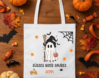 Halloween Tasche personalisiert | Süßes oder Saures Kindertasche mit Name | Trick or Treat Tasche | Halloween Geschenk Kind