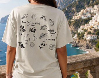 La Dolce Vita Shirt personalisiert | Italien T-Shirt mit Jahrgang | Doodle Urlaub Shirt | Geschenk für Italien Fans