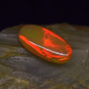 Yellow Ethiopian Opal Cabochon, Oval Gemstone, Colourful Fire