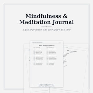 Mindfulnessdagboek afdrukbaar | Meditatietracker, 30 dagen uitdaging, liefdevolle vriendelijkheid, zelfcompassie (pdf direct downloaden)