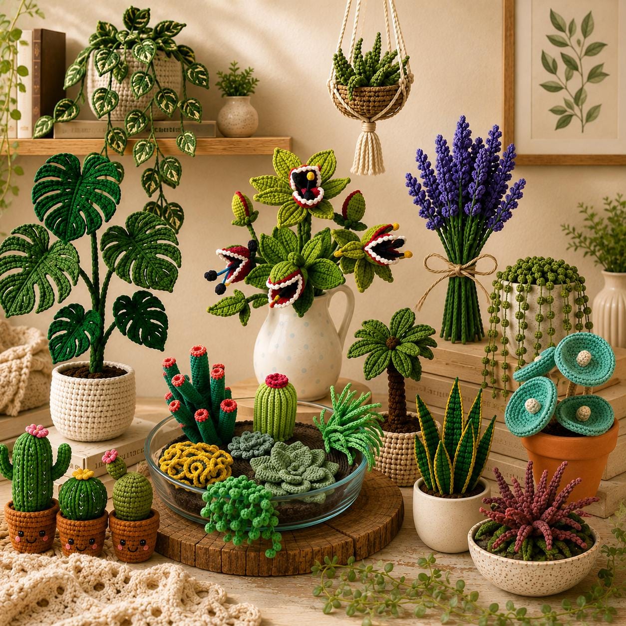 32 Monstera Crochet Patterns for Tropical Leaves, Wall Hangings, and Potted Plants 13 Crochet Plant Pattern Bundle