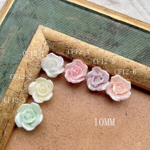 3D 5pcs/bag 10mm Handmade Ceramic Rose Flower Nail Art Decoration Nail Art Flower Deco
