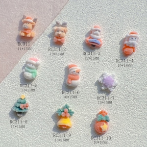 30pcs/bag Christmas Santa Snowman Tree Resin Cartoon Deco Nail Art Decoration Nail DIY Deco