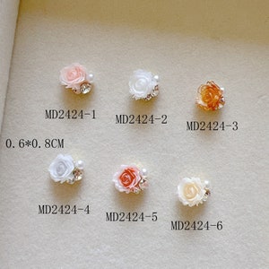 5pcs Metal 3d Charms Metal Decoration Resin Flower with Rhinestones Deco Nail Art Decoration MD2424