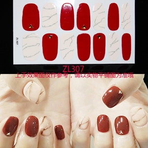 1pc Nail Art Full-Cover Sticker Sheet 14tips Nail Art Wrap Nail art sticker with mini file  ZL302-313