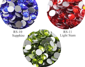 100pcs/bag Flatblack Crystal Nail Art Rhinestone Sapphire Light Siam Olivine Rhinestone SS3-SS20