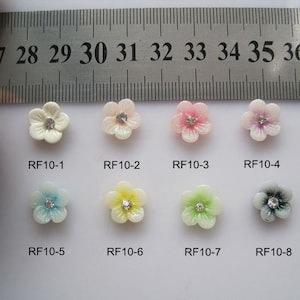 30pcs/bag Glitter Resin Flower with Rhinestone Nail Art Decoration Nail DIY Deco RF10