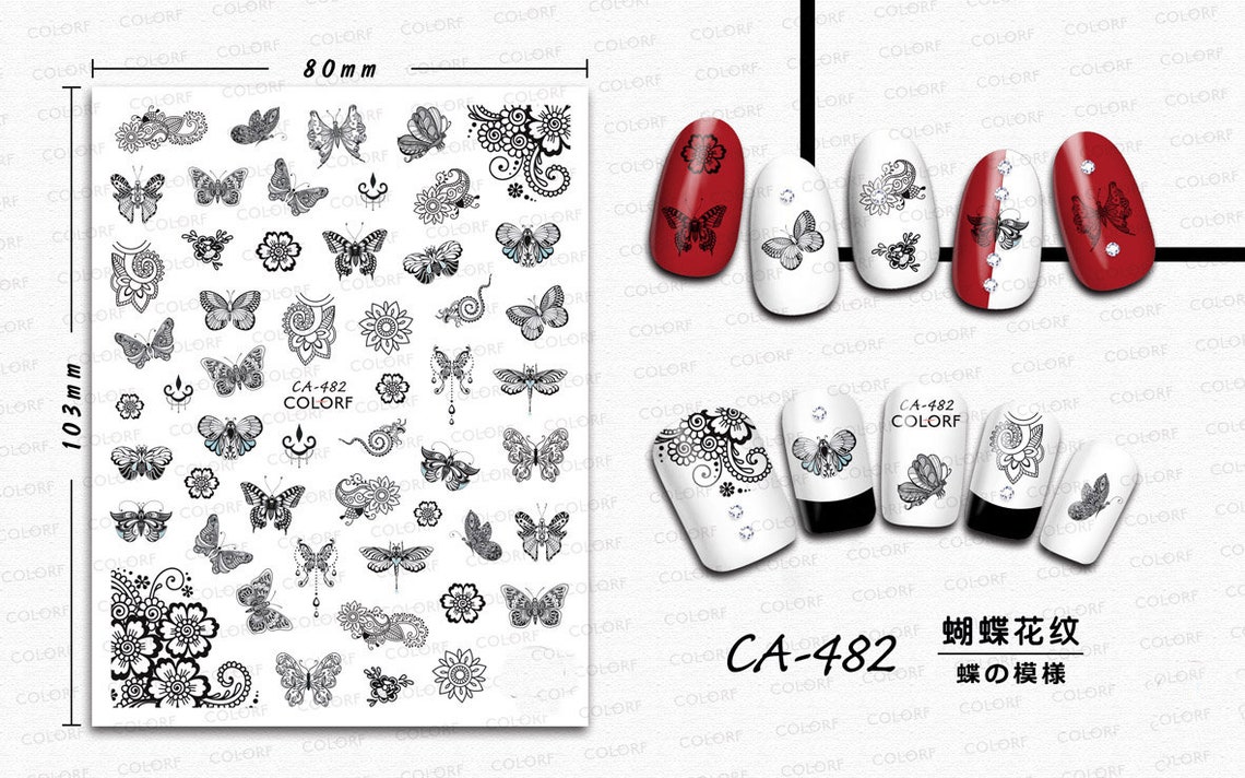 1pc Nail Art Butterfly Sticker Sheet Manicure Summer and Etsy