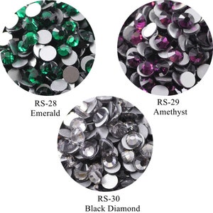 100pcs/bag Flatblack Crystal Nail Art Rhinestone Emerald Amethyst Black Diamond Rhinestone SS3-SS20