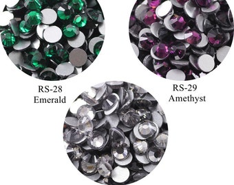 100pcs/bag Flatblack Crystal Nail Art Rhinestone Emerald Amethyst Black Diamond Rhinestone SS3-SS20