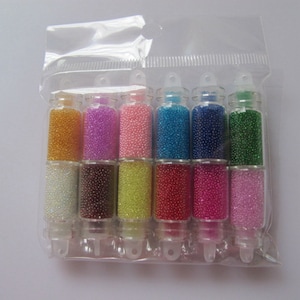 1set Glass Bottle Crystal Colors and Colorful Mini Beads 3D Nail Art Mini Beads Decoration Tiny Balls