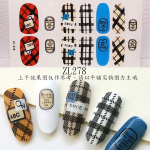 1 szt. Arkusz naklejek Nail Art Full-Cover 14 tipsów Naklejka na paznokcie z mini pilnikiem ZL278-301