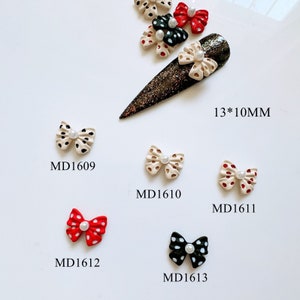 5pcs Metal 3d Charms Metal Decoration Different Color Dots Bow Shapes Nail Art Decoration MD1609-1613