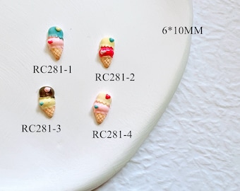30pcs/bag Cartoon Double Ball Ice Cream Design Resin Cartoon Deco Nail Art Decoration Nail DIY Deco RC281