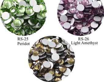 100pcs/bag Flatblack Crystal Nail Art Rhinestone Peridot Light Amethyst Coffee Rhinestone SS3-SS20