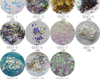 1Jar Thin Colorful Star Round Moon Mix-Designs Transparent Glitter Nail art Glitter Pieces Nail art decoration GD47