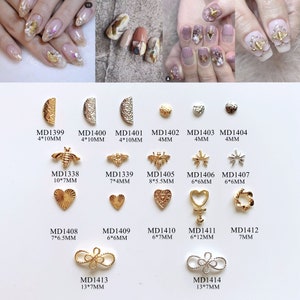 5pcs/bag Nail Art Metal 3D Charms Half-Circle Bee Heart Bow  Shape Nail Art Deco MD1343-1349