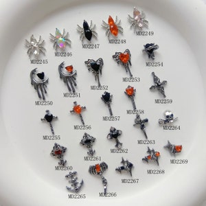5pcs/bag Nail Art Metal 3D Charms Halloween Spider Cross Star Shape Nail Art Deco MD2245-2269