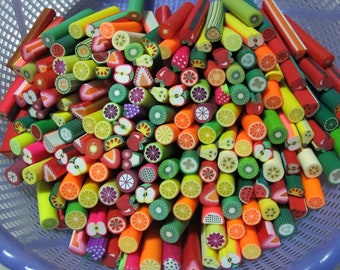 50pcs/bag Mixed 1cm Big Fruit Cane Fancy Mixed Nail Art Polymer Clay Canes