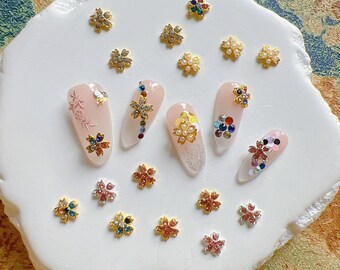 5pcs/bag Nail Art Metal 3D Charms Cherry Blossom Sakura Nail Art Deco