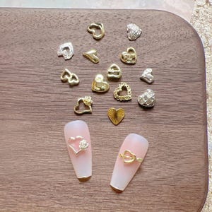 5pcs Fancy Metal 3d Charms Metal Decoration Heart Nail Art Decoration Cellphone Decoration