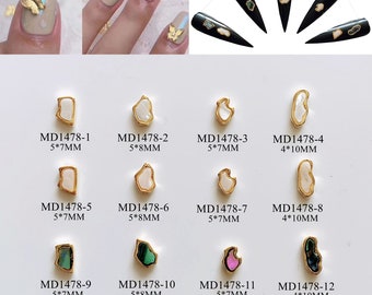 5pcs/bag Nail Art Metal 3D Charms Shell Stone Metal Deco MD1478