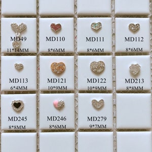 5pcs Metal 3d Charms Metal Decoration with Rhinestone Heart Deco with Rhinestone Nail Art Decoration