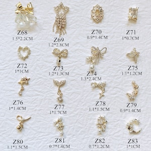 1PC Luxury Gold Zircon Stone Different Shapes Bow Star Moon Deco Metal Charms Metal Deco Charms Nail Art Z68-83