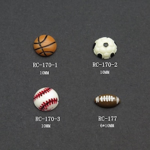 30 Stück/Tasche 10MM Fußball Fussball Baseball Resin Cartoon Deco Nail Art Dekoration Nagel DIY RC170/177