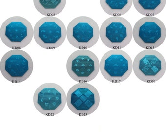 1PC KD01-23 Octogonal Shape Blue Film Nail Art Estamping Image Plate Stainless Stamping Plate Lip Heart Prints