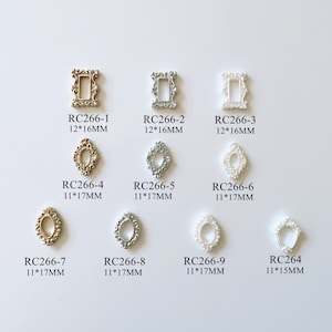 30pcs/bag Cartoon Gold Silver White Frame Deco Resin Cartoon Deco Nail Art Decoration Nail DIY Deco rc266