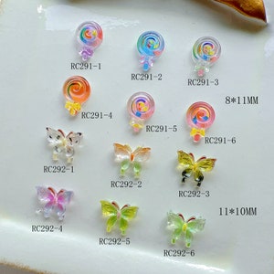 30pcs/bag Resin Lollypop Butterfly Nail Art Decoration DIY Accessory RC291-292