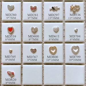5pcs Metal 3d Charms Metal Decoration with Rhinestone Heart Deco with Rhinestone Nail Art Decoration